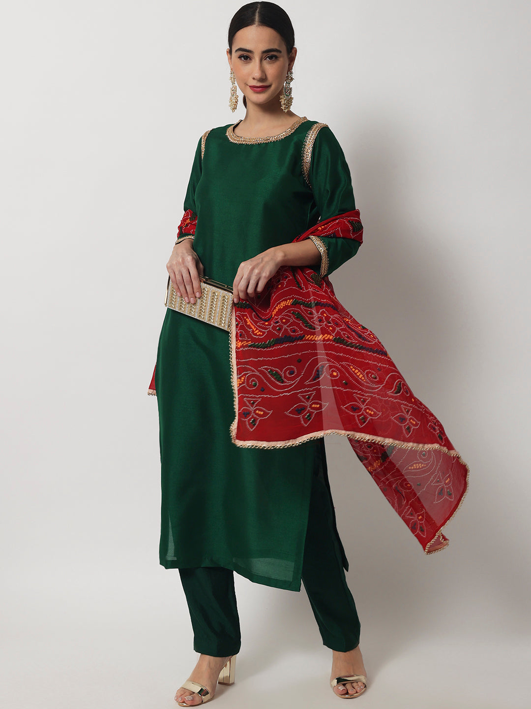 Buy Green Embroidered Silk Straight Kurta Online at Rs.791 | Libas