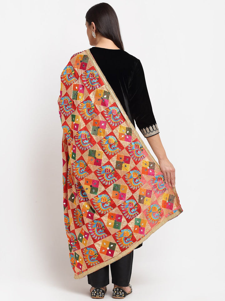 anokherang Combos Festive Black Straight Velvet Kurti with Straight Pants and  Peacock Diamond Colorful Phulkari Dupatta