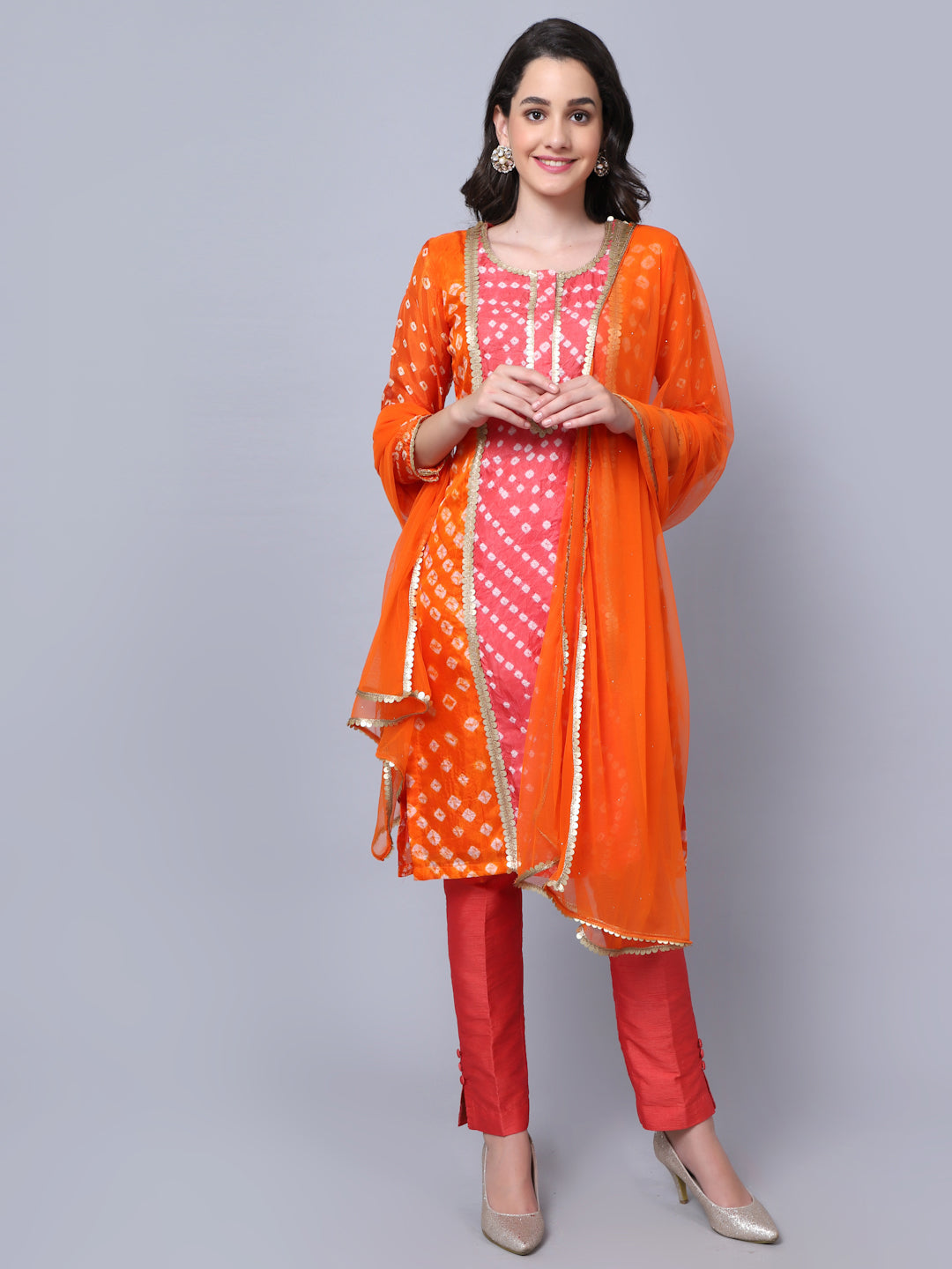 Lavanya The Label Women Orange Printed Pure Cotton Kurti with Sharara &  With Dupatta - Absolutely Desi