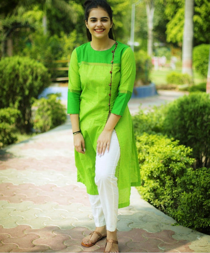 anokherang Combos Fresh Lime Straight Kurti with Straight Pants