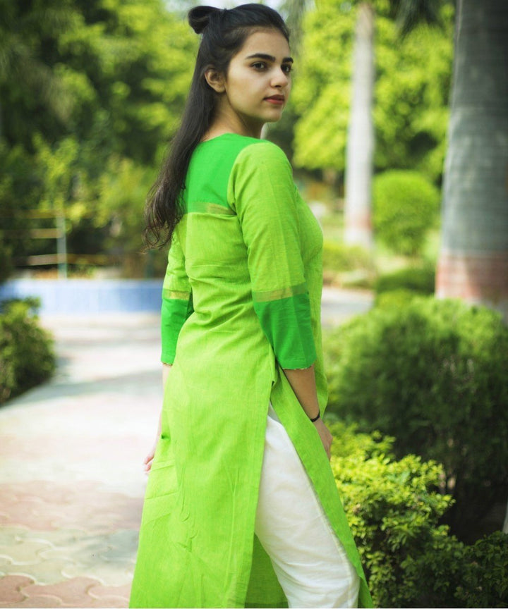 anokherang Combos Fresh Lime Straight Kurti with Straight Pants