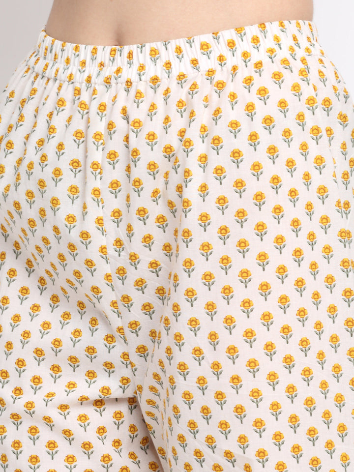 anokherang Combos Fresh Yellow Floral Anarkali with Palazzo and Chiffon Dupatta