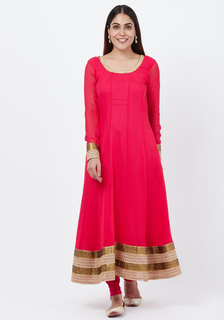 anokherang Combos Fuscia Pink Anarkali with Churidaar