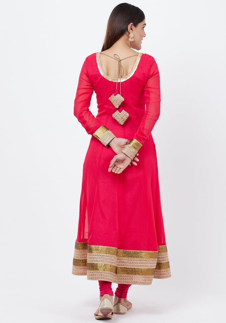 anokherang Combos Fuscia Pink Anarkali with Churidaar