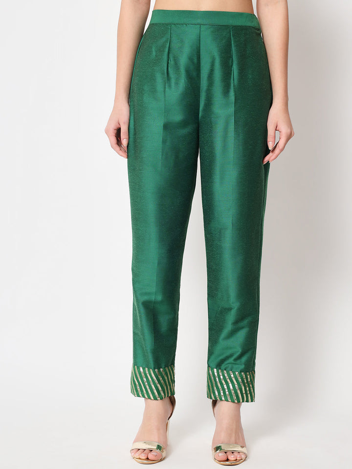anokherang Combos Glorious Green Lines Straight Kurti with Pants