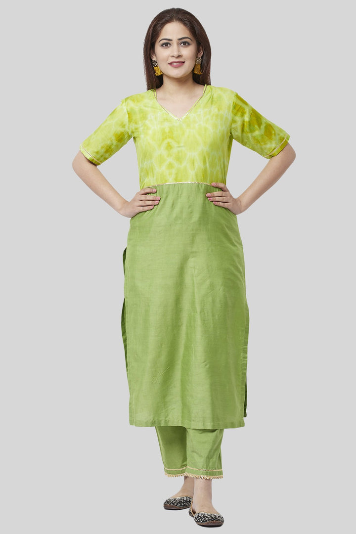 anokherang Combos Glorious Green Straight Kurti with Straight Palazzo