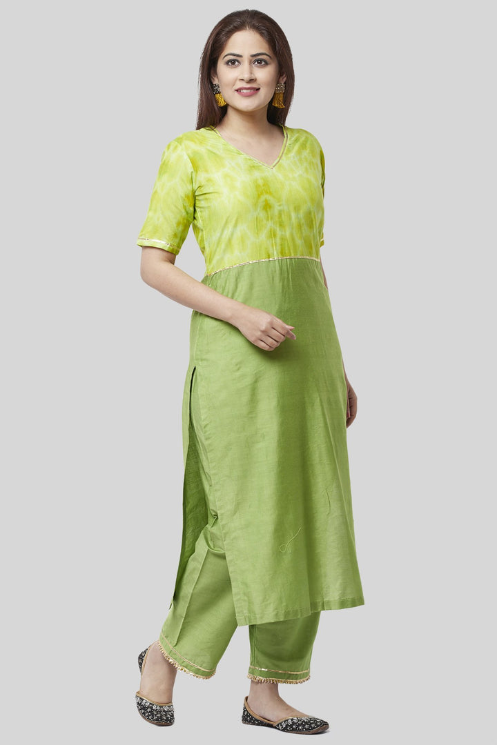 anokherang Combos Glorious Green Straight Kurti with Straight Palazzo