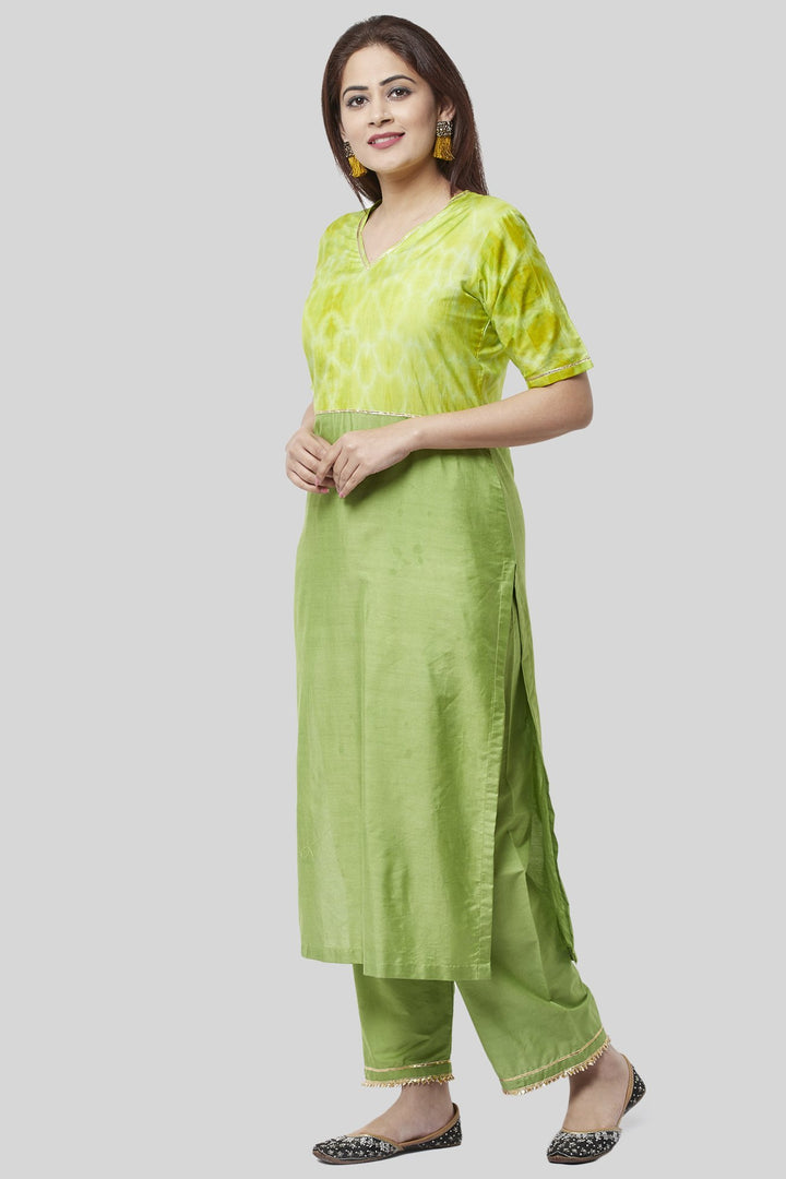 anokherang Combos Glorious Green Straight Kurti with Straight Palazzo