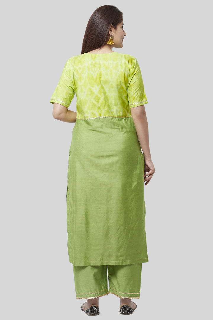 anokherang Combos Glorious Green Straight Kurti with Straight Palazzo
