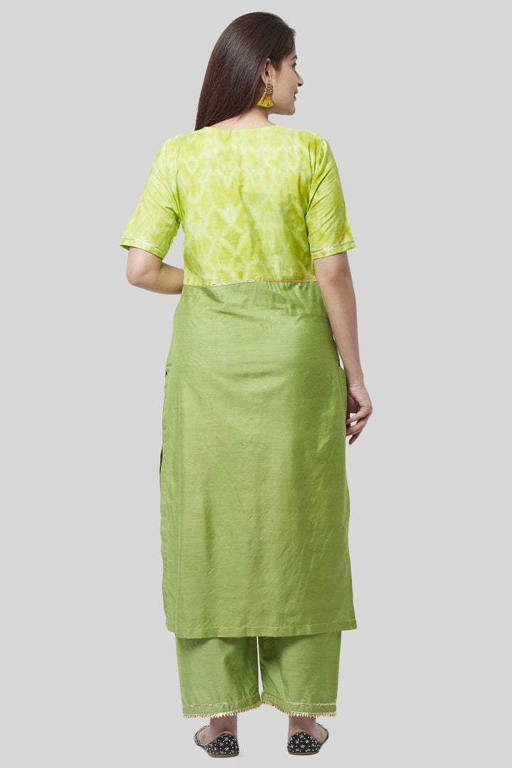 anokherang Combos Glorious Green Straight Kurti with Straight Palazzo and Green Embroidered Dupatta