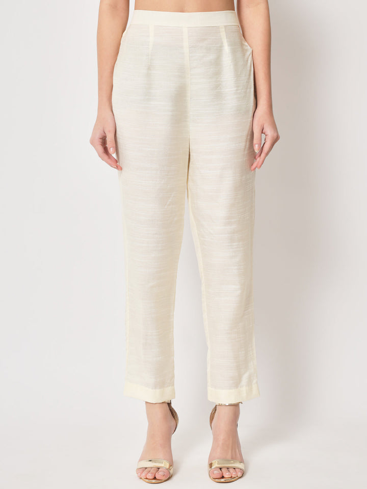 anokherang Combos Glowing Ivory Straight Kurti with Straight Pants