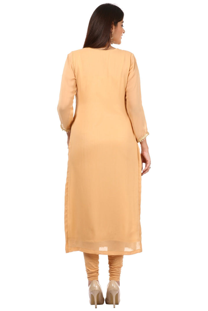 anokherang Combos Golden N Gold Kurti with Leggings and Red Silk Bhandej Dupatta