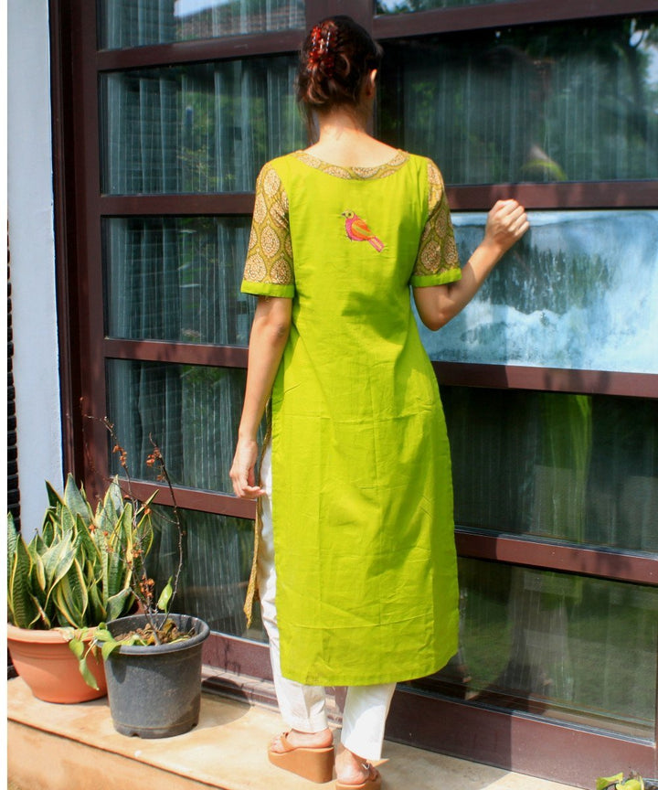 anokherang Combos Green Bahaar Straight Kurti with Pants
