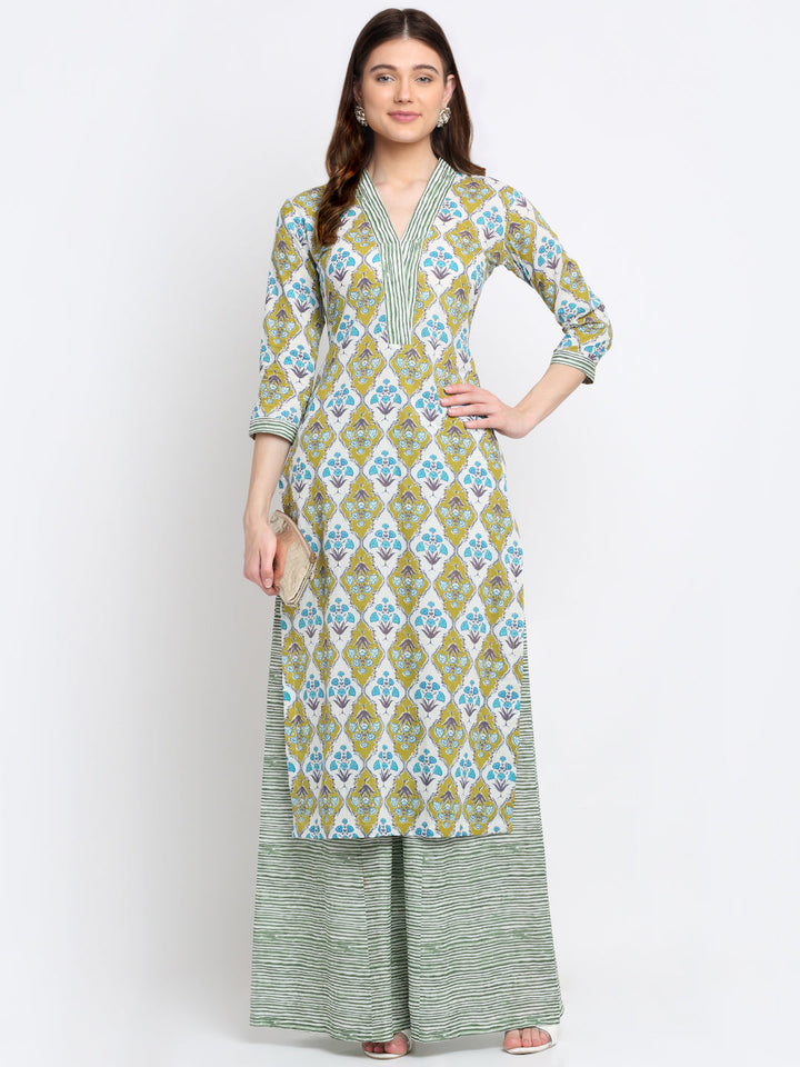 anokherang Combos Green Blue Mughal Hues Kurti
