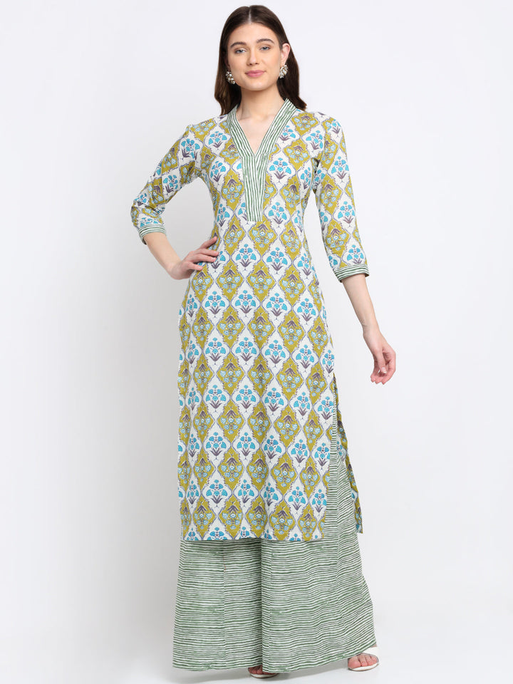 anokherang Combos Green Blue Mughal Hues Kurti