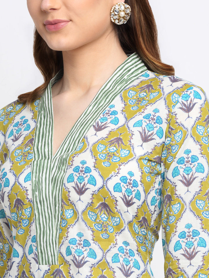 anokherang Combos Green Blue Mughal Hues Kurti