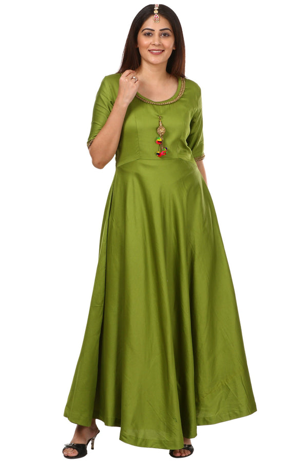 anokherang Combos Green Floor Length Kurti