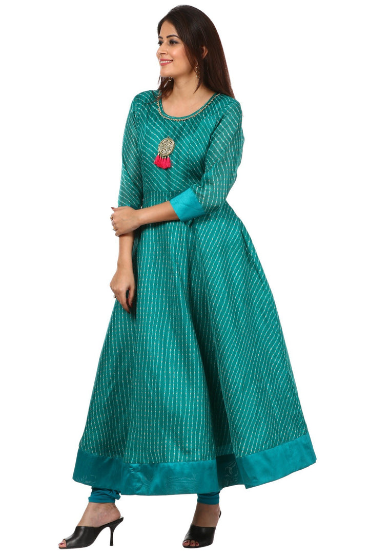 anokherang Combos Green Kota Floor Length Kurti and Leggings