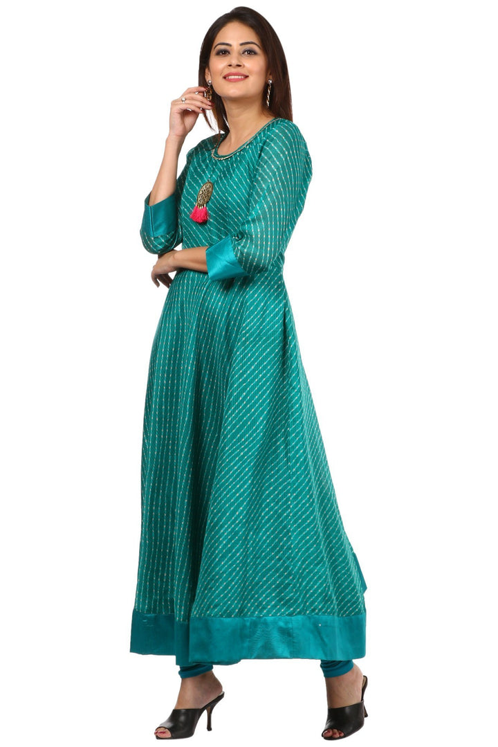 anokherang Combos Green Kota Floor Length Kurti and Leggings