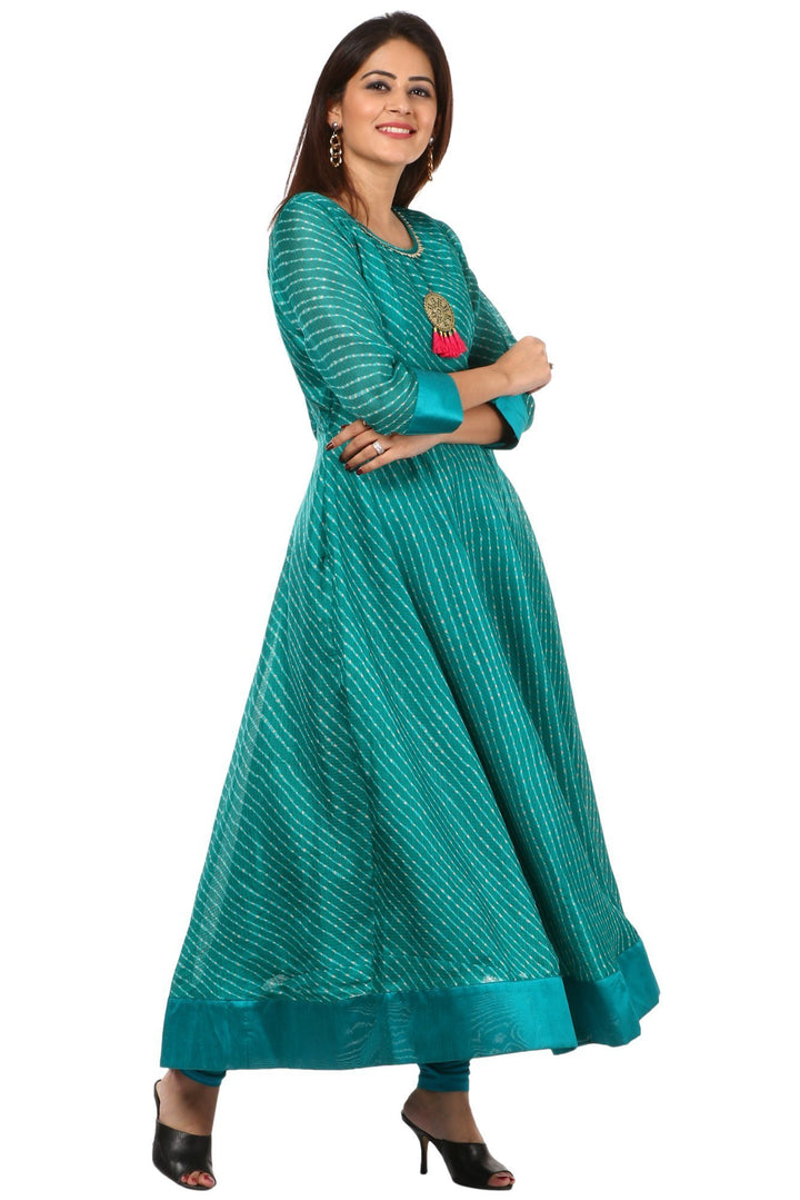 anokherang Combos Green Kota Floor Length Kurti and Leggings