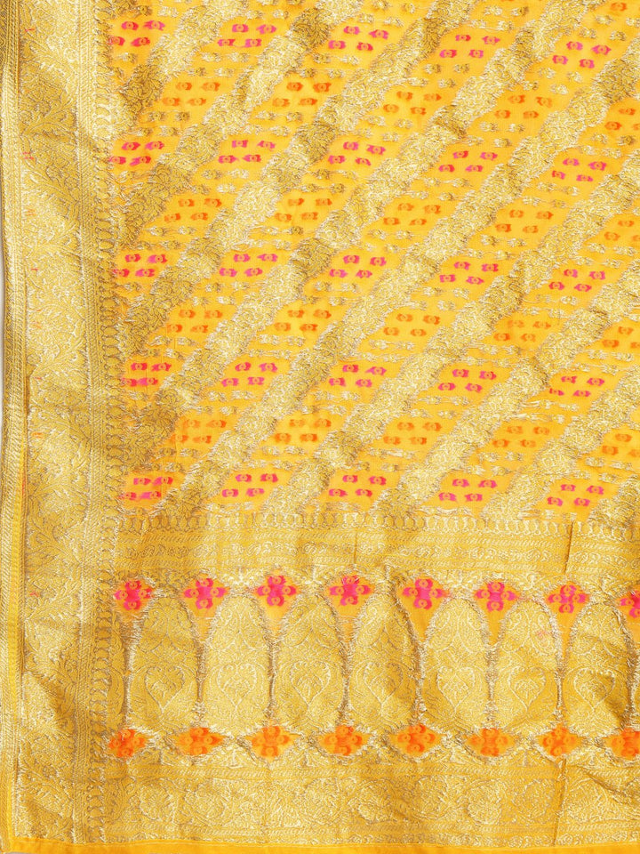 anokherang Combos Green Love Gota Embroidered Floor Length Kurti with Banarsi Dupatta