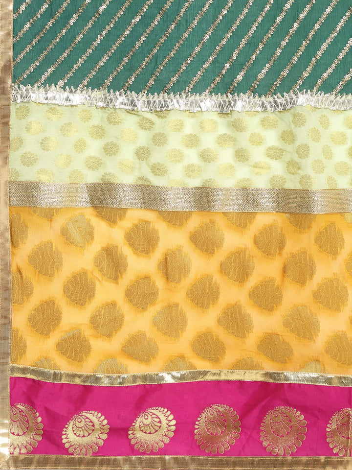 anokherang Combos Green Love Gota Embroidered Floor length with Designer Dupatta