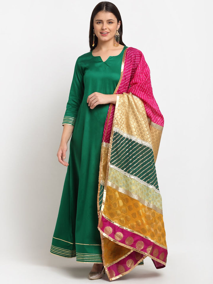 anokherang Combos Green Love Gota Embroidered Floor length with Designer Dupatta