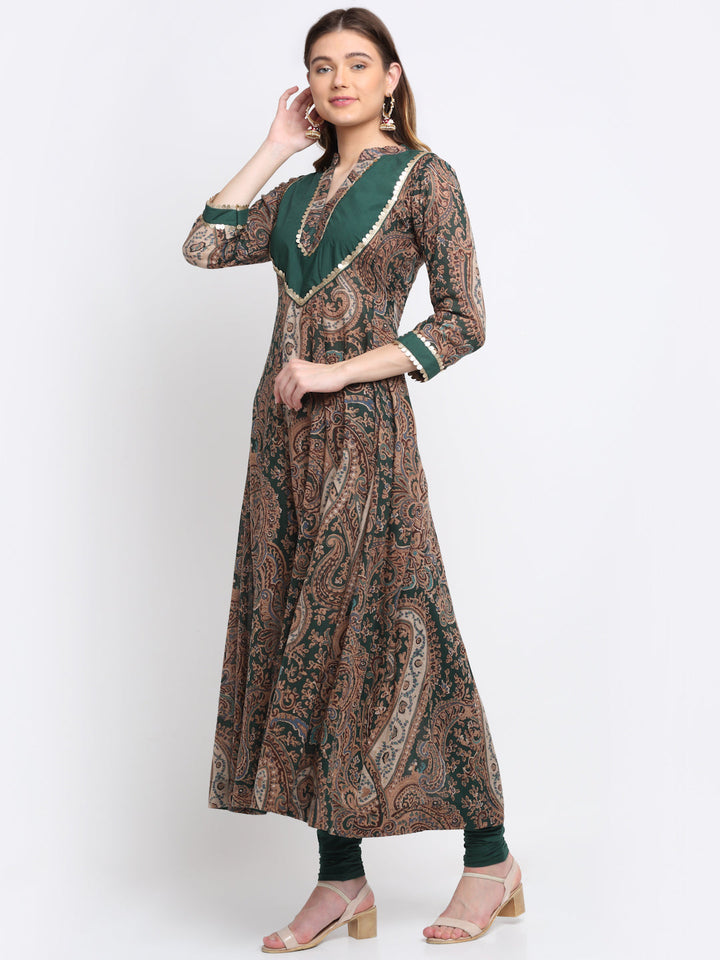 anokherang Combos Green Royal Paisley Anarkali with Churidaar