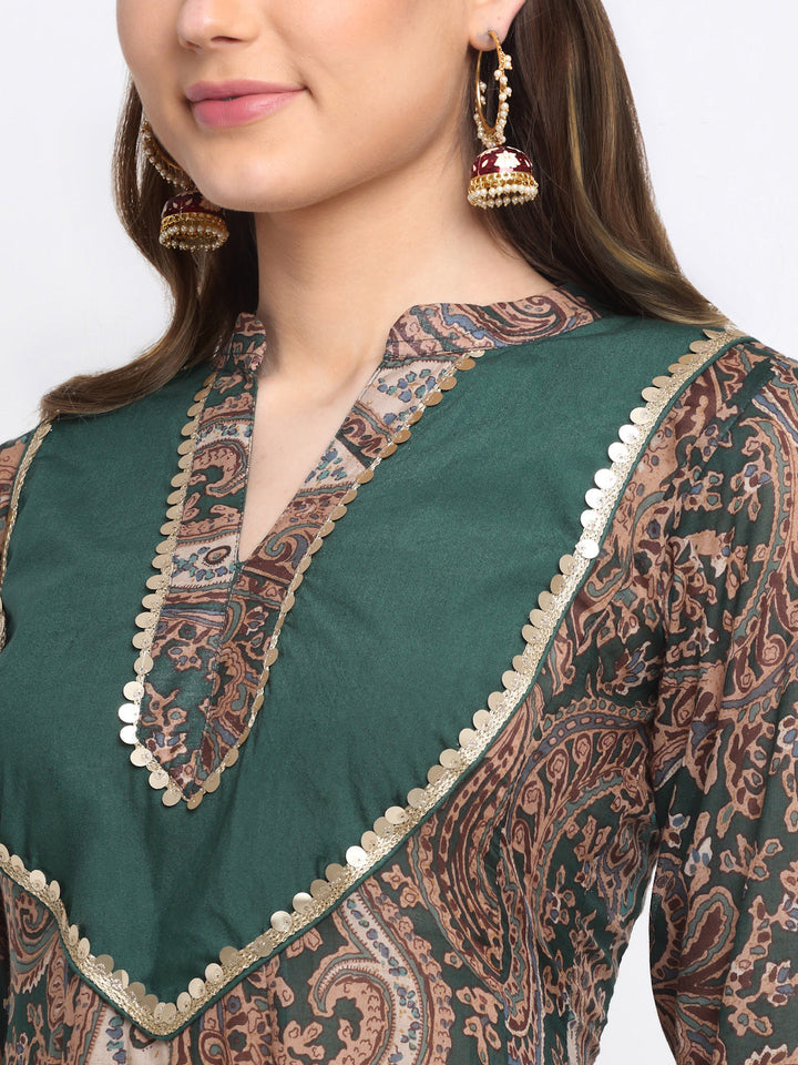 anokherang Combos Green Royal Paisley Anarkali with Churidaar