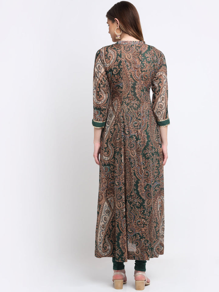 anokherang Combos Green Royal Paisley Anarkali with Churidaar