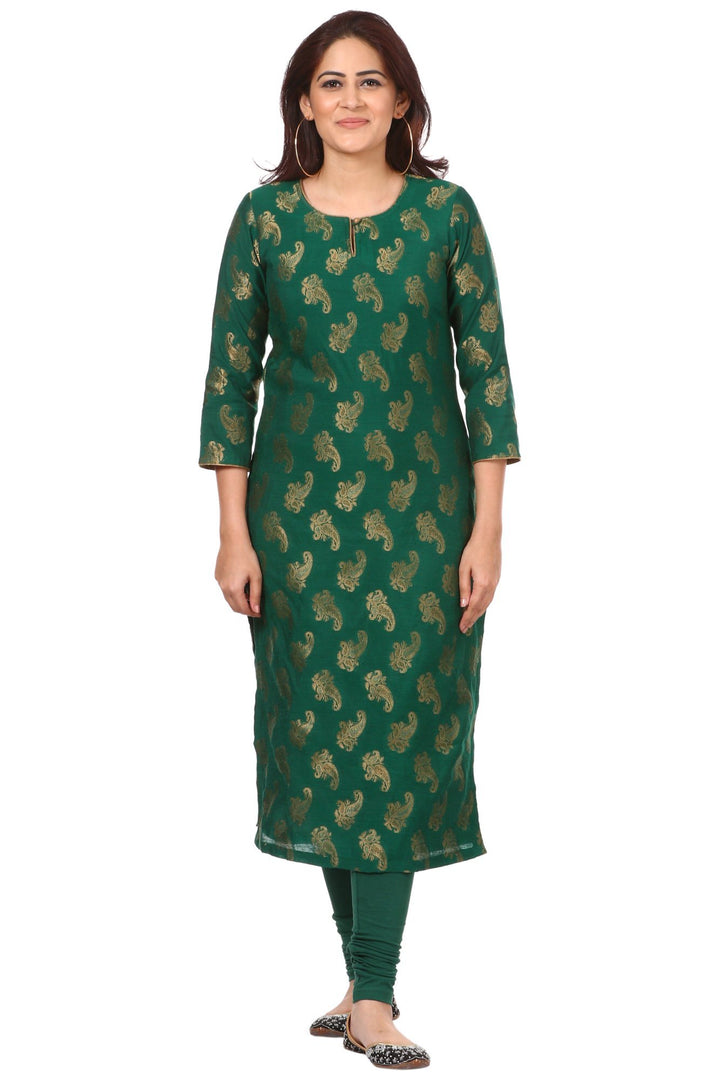 anokherang Combos Green Royal Paisley Kurti with Leggings