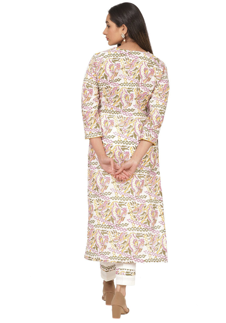 anokherang Combos Lavender Leheriya Jacket Style Kurti with Straight Pants