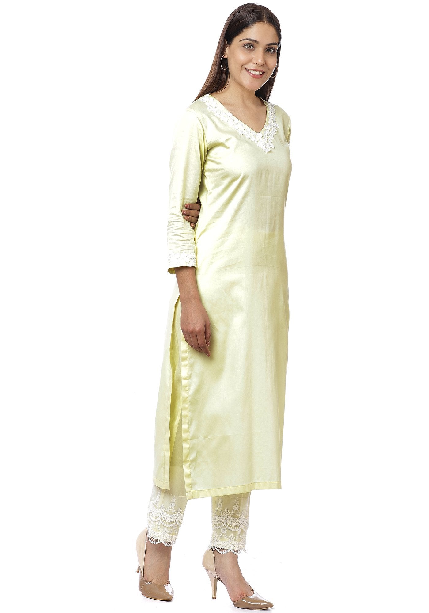Lemon Crochet Floral Kurti with Palazzo – anokherang