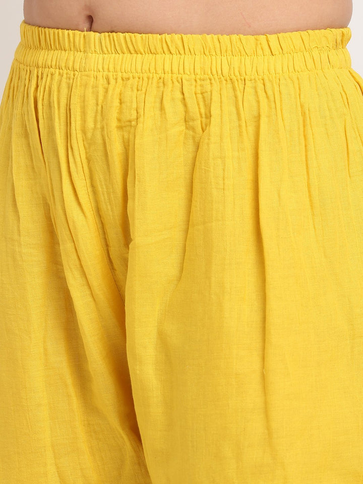 anokherang Combos Lemony Lemon Gotta Short Kurti with Gathered Sharara and Sequenced Net Dupatta