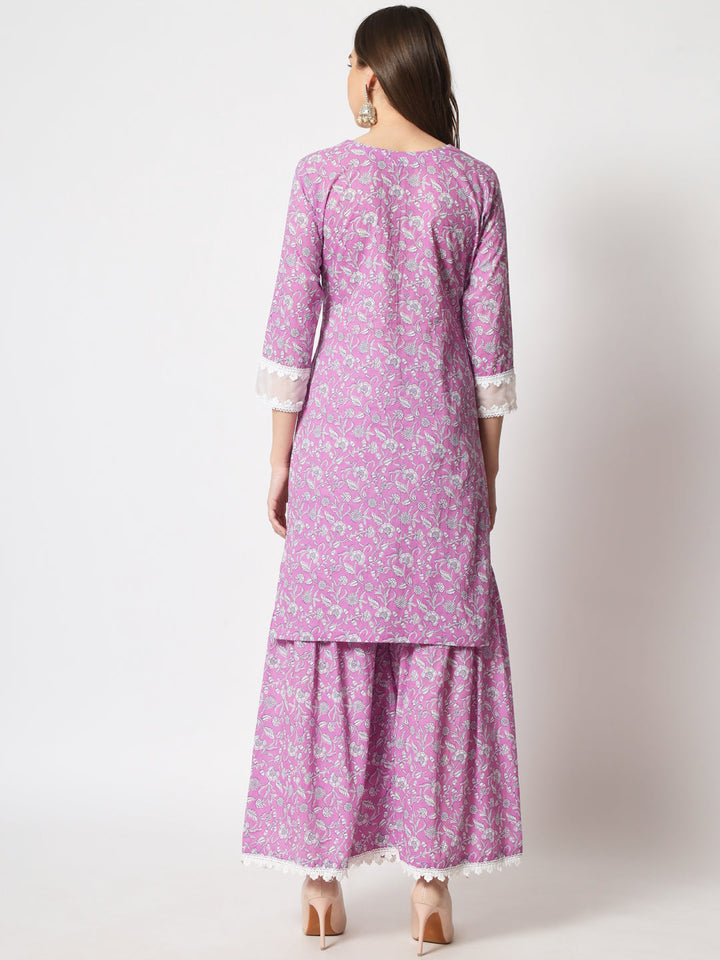 anokherang Combos Lilac Crochet kurti and sharara