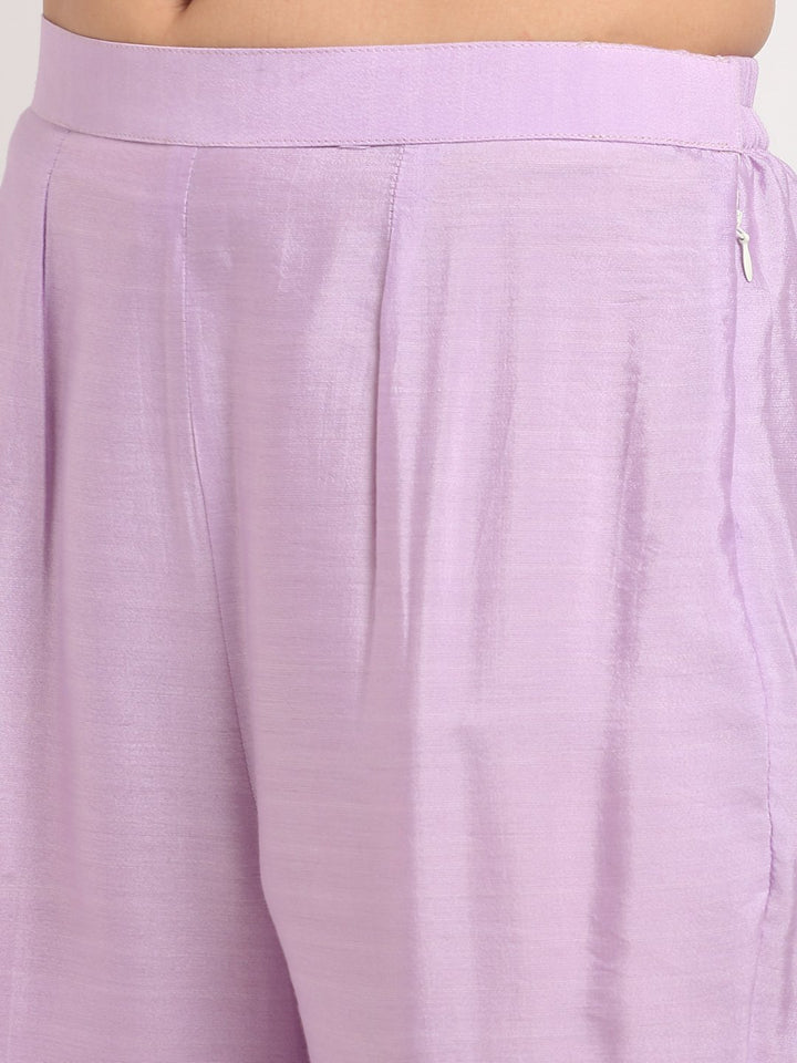 anokherang Combos Lilac Straight Kurti with Pants