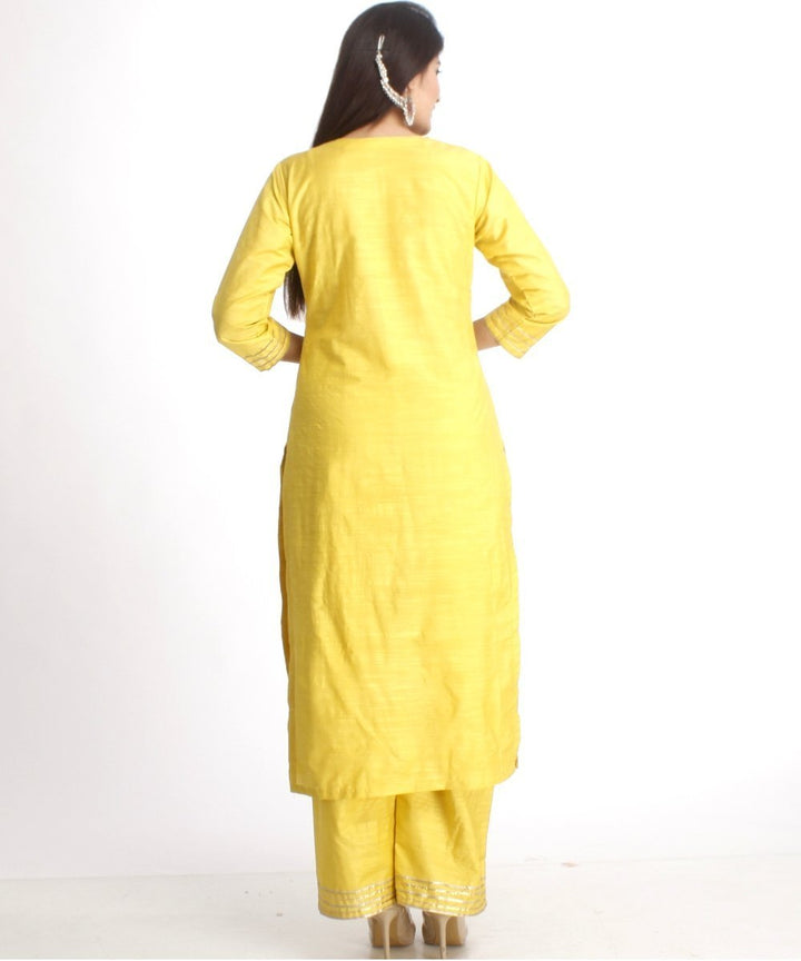 anokherang Combos Lime Green Gotta Work Straight Kurti with Straight Palazzos and Net Sequenced Dupatta
