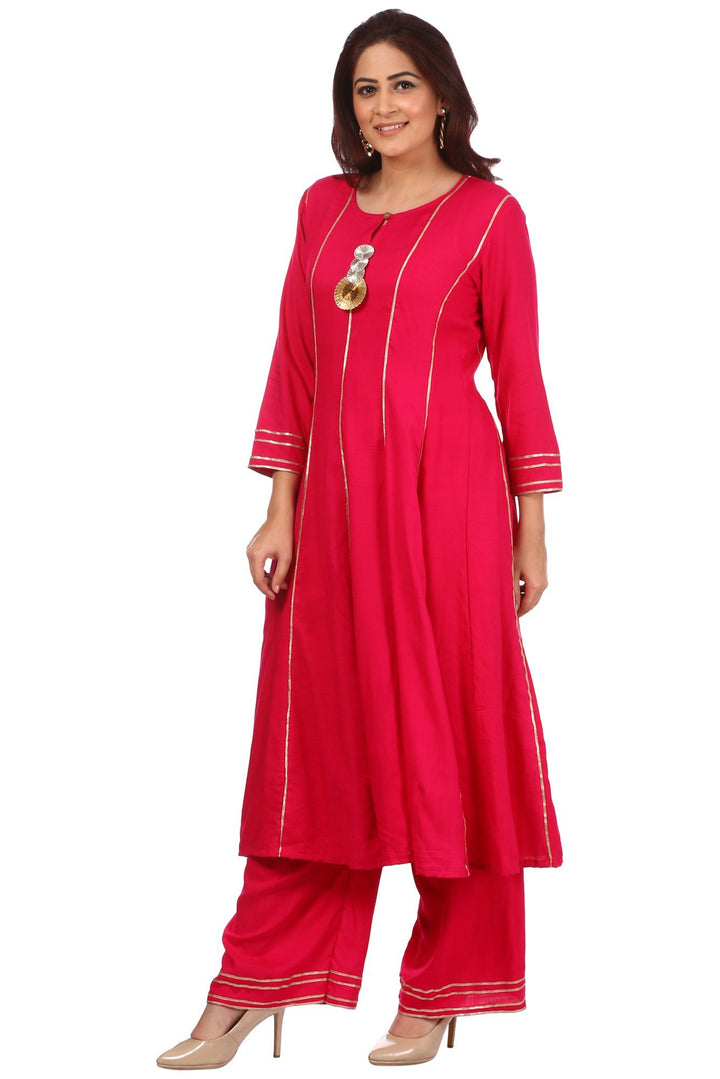 anokherang Combos Magenta Gota Anarkali with Straight Palazzos