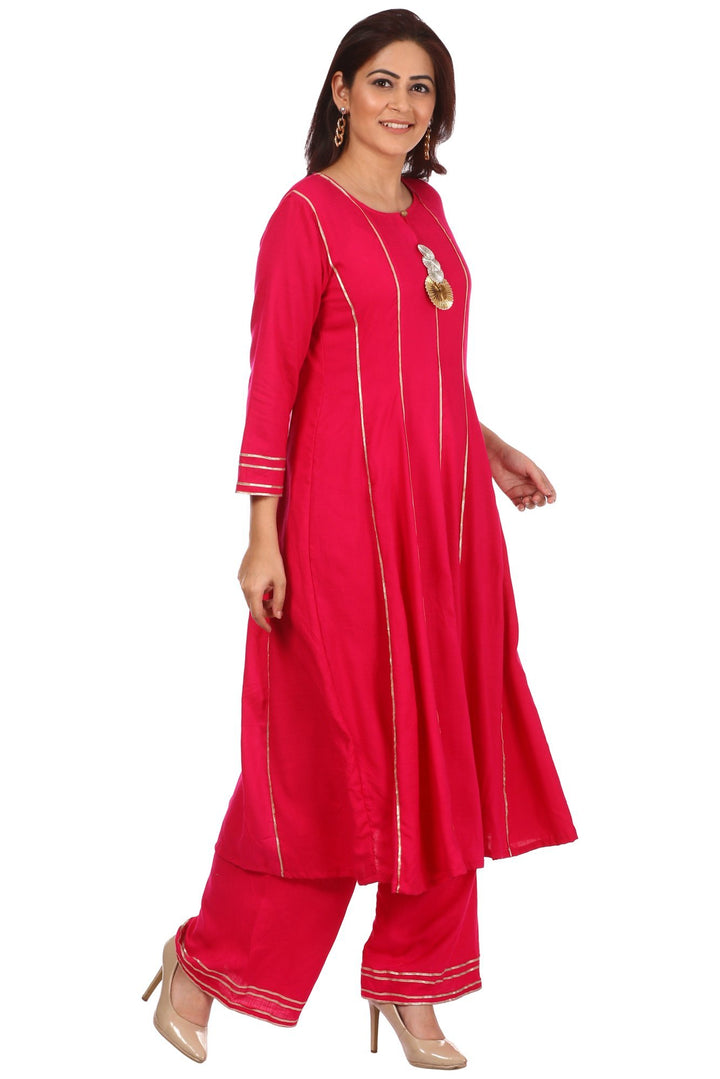 anokherang Combos Magenta Gota Anarkali with Straight Palazzos