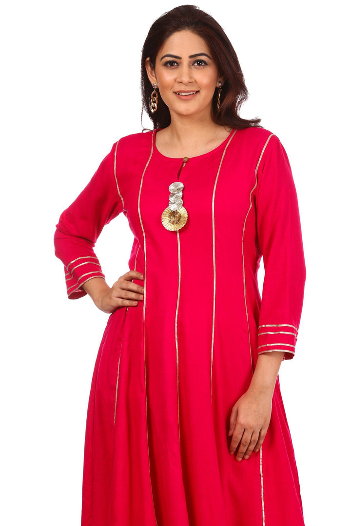 anokherang Combos Magenta Gota Anarkali with Straight Palazzos