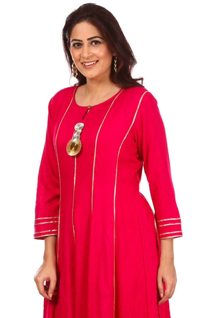 anokherang Combos Magenta Gota Anarkali with Straight Palazzos