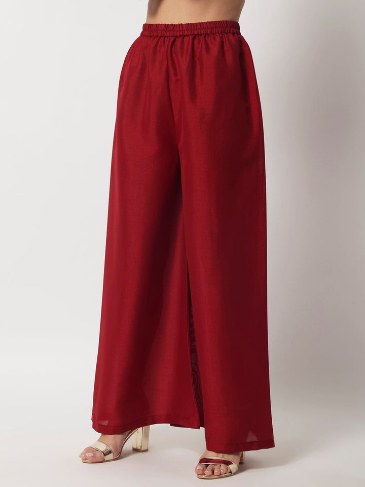 anokherang Combos Maroon Co-ord Set with Banarsi Cape