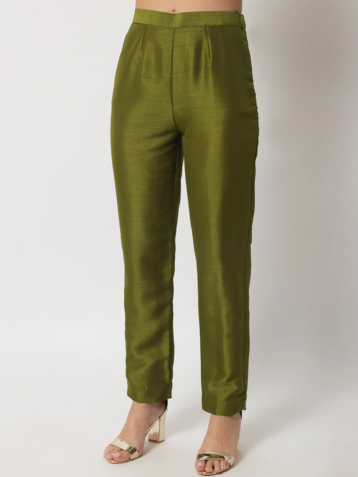 anokherang Combos Moss Green Straight Kurti With Straight Pants