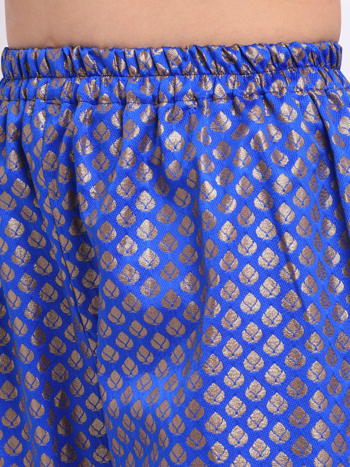 anokherang Combos Mustard Banarasi Pleated Fabric with Blue Palazzo
