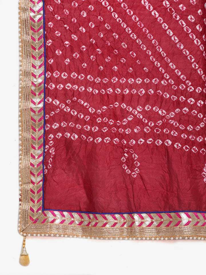 anokherang Combos Mustard Floral  Embroidered A-Line Kurti with Straight Pants and Maroon Dupatta