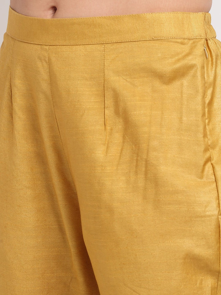 anokherang Combos Mustard Gota Straight Kurti with Pants and Gota Dupatta