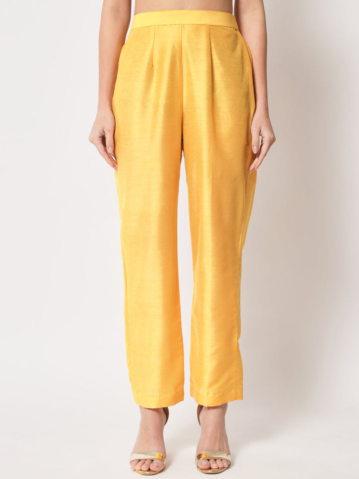 anokherang Combos Mustard Smiles Straight Kurti with Pants