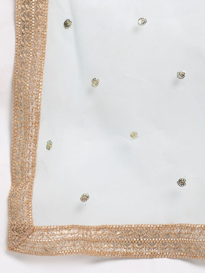 anokherang Combos Ocean Blue Embroidered Gotta Short Kurti with Kalidaar Palazzo and Sequin Dupatta