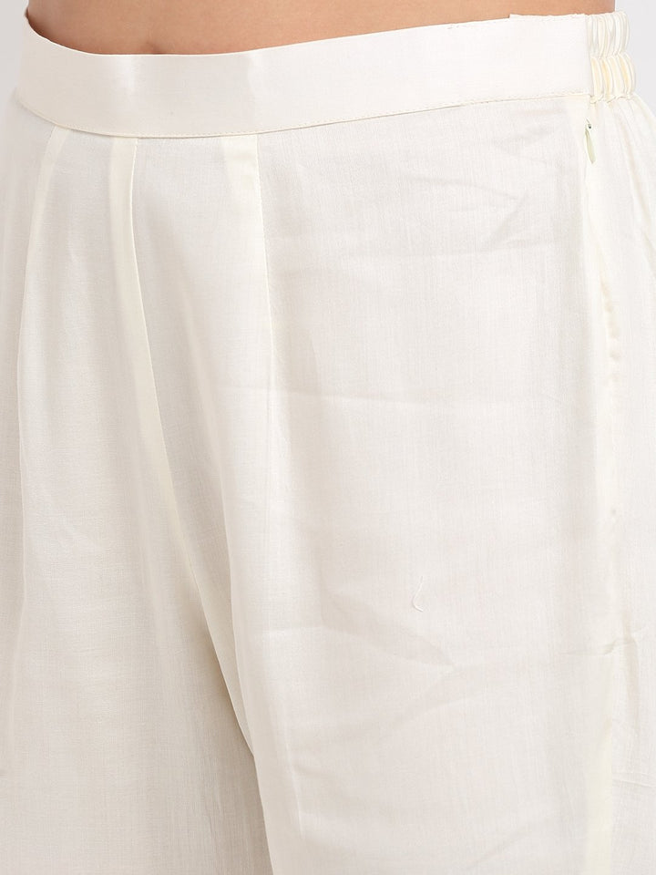 anokherang Combos Off-White Freedom Multi Color Mirror Kurti with Straight Pants and Bandhej Dupatta