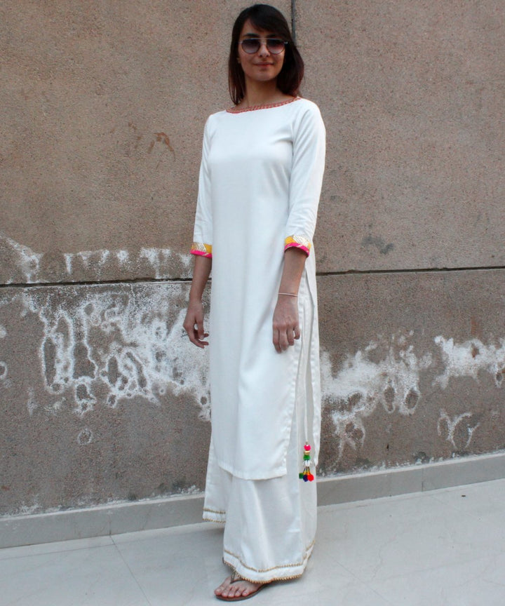 anokherang Combos Off White Kurti with Kalidaar Palazzos